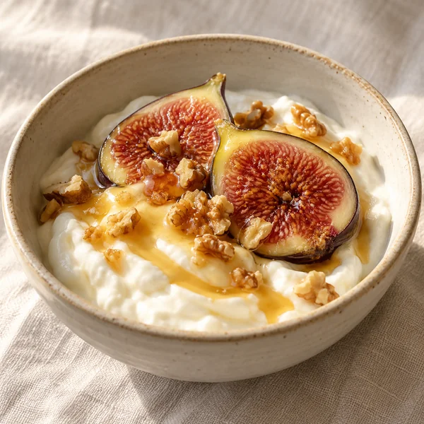 Illustration of Figs with Honey and Yogurt
