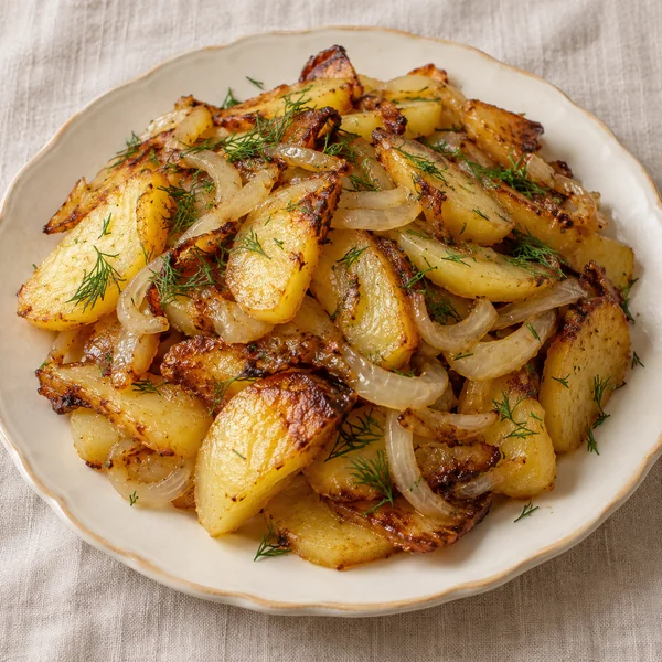 Illustration of Fried Potatoes with Onions