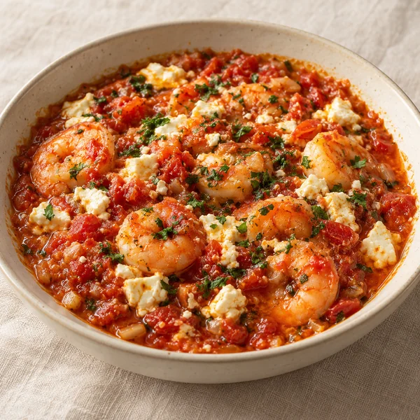 Illustration of Shrimp Saganaki