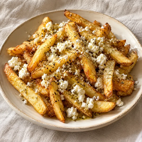 Illustration of Greek Fries with Feta
