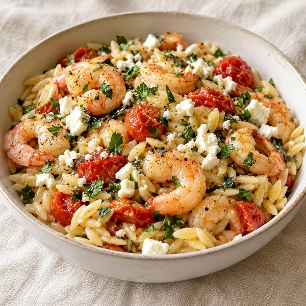 Illustration of Mediterranean Shrimp Orzo