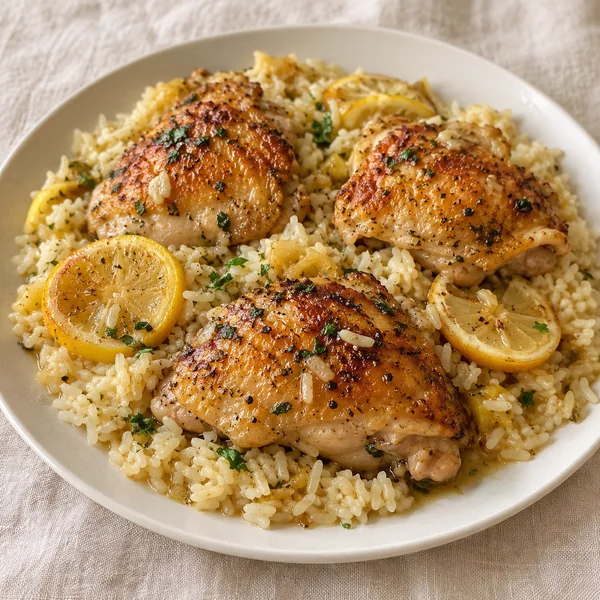 Illustration of One-Pan Lemon Chicken and Rice