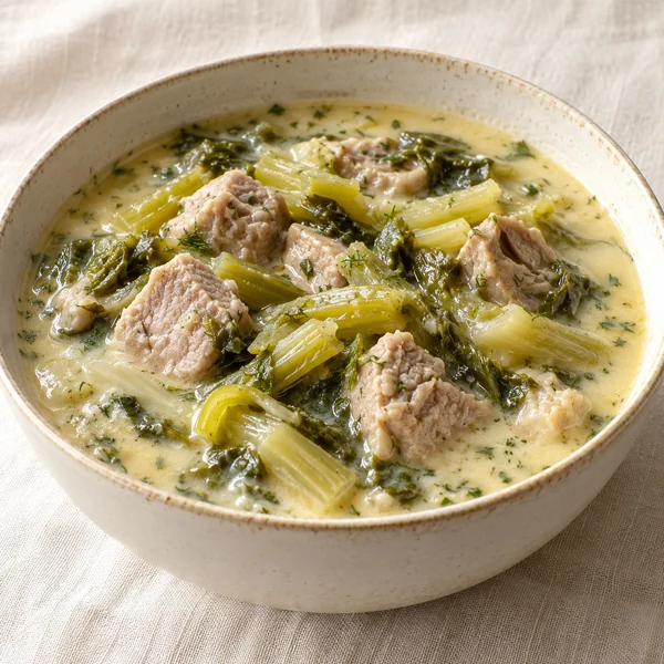 Illustration of Pork with Celery Avgolemono